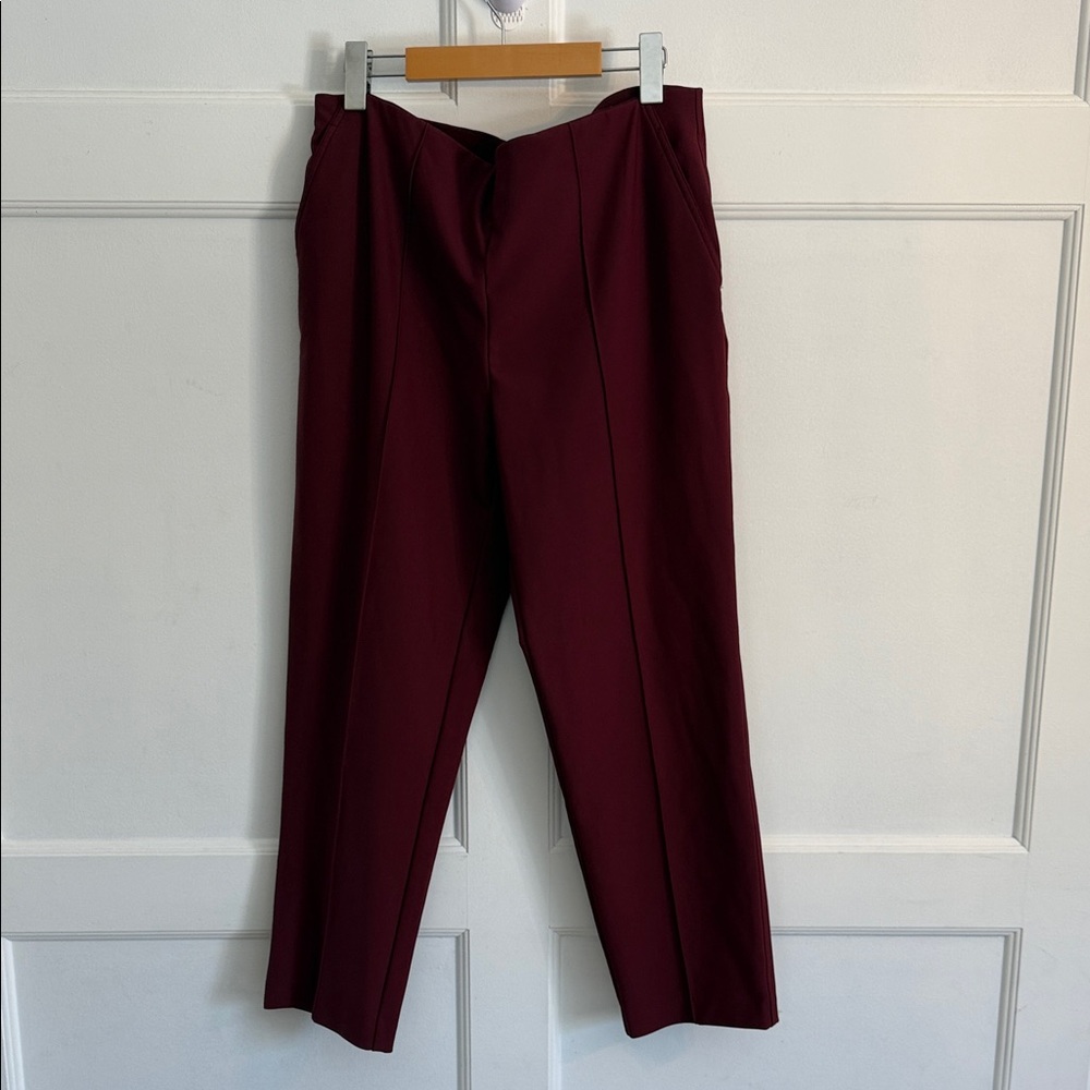 Christian Siriano Deep Red Burgundy Pull-On Pants Trousers with Wide ElasticBand